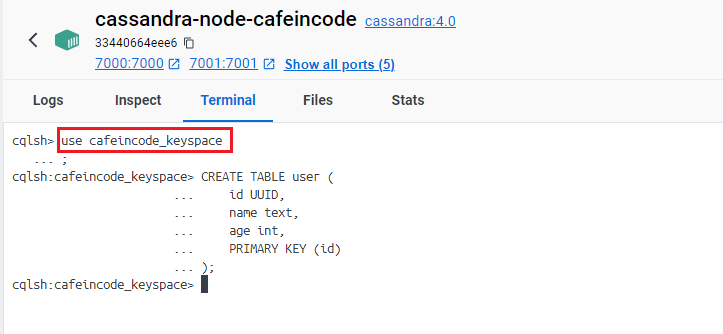 create table in cassandra spring project